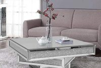 Modern Glam Mirrored Glass Coffee Table with Glitter Accents | Homary Modern Glam Mirrored Glass Coffee Table with Glitter Accents | Homary