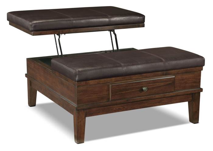 Square Leather Ottoman Coffee Table With Storage Lift Top Attached ... Ottoman coffee table furniture with lift lid