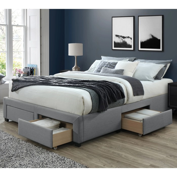 Cosmic Upholstery Platform Bed with Storage Drawers and Trundle | Wayfair Upholstered platform bed furniture with drawers