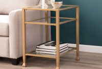 Owen Round Gold Metal End Table with Clear Glass Top | Modern Side Table Glass and gold metal end table furniture set