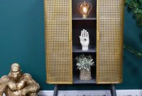 Frances Woven Rattan Display Cabinet, Black | daals Glass and rattan display cabinet furniture unit